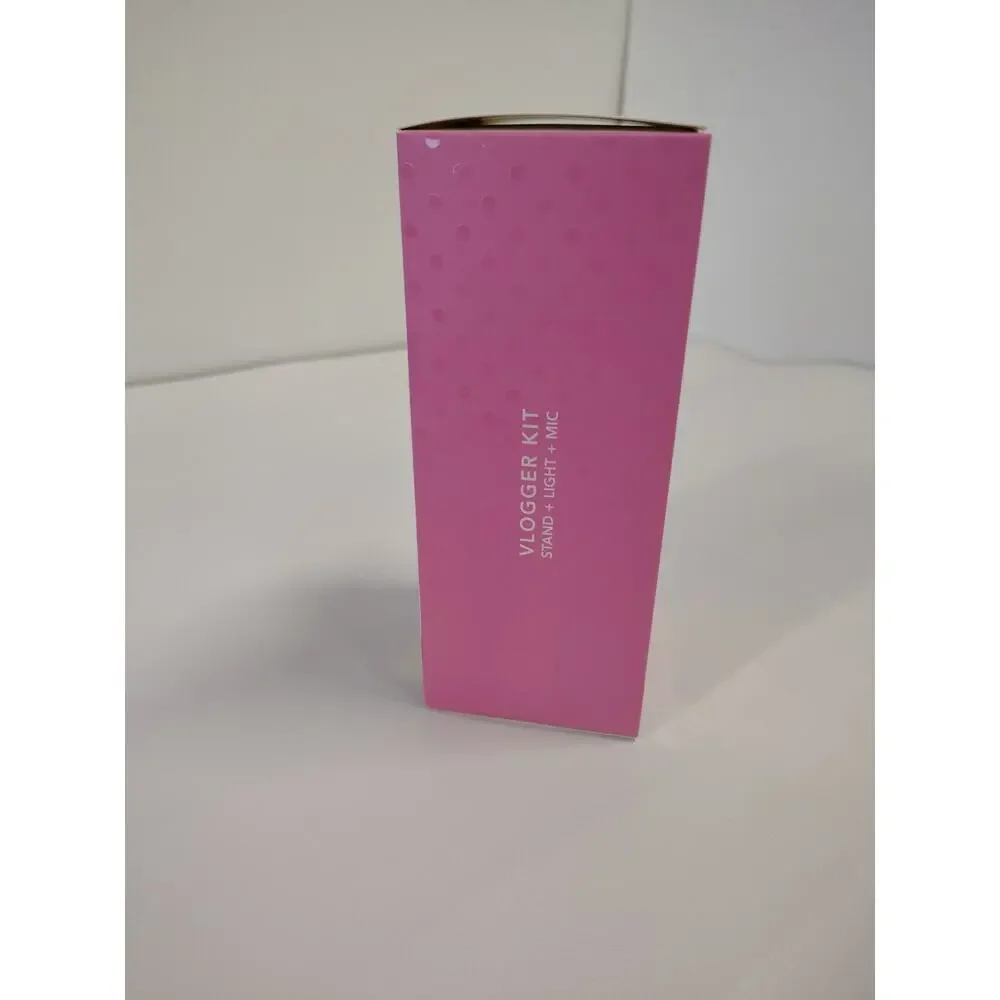 Isaac Mizrahi Vlogger Kit NEW Stand Light Mic Tripod Grip LED Pink
